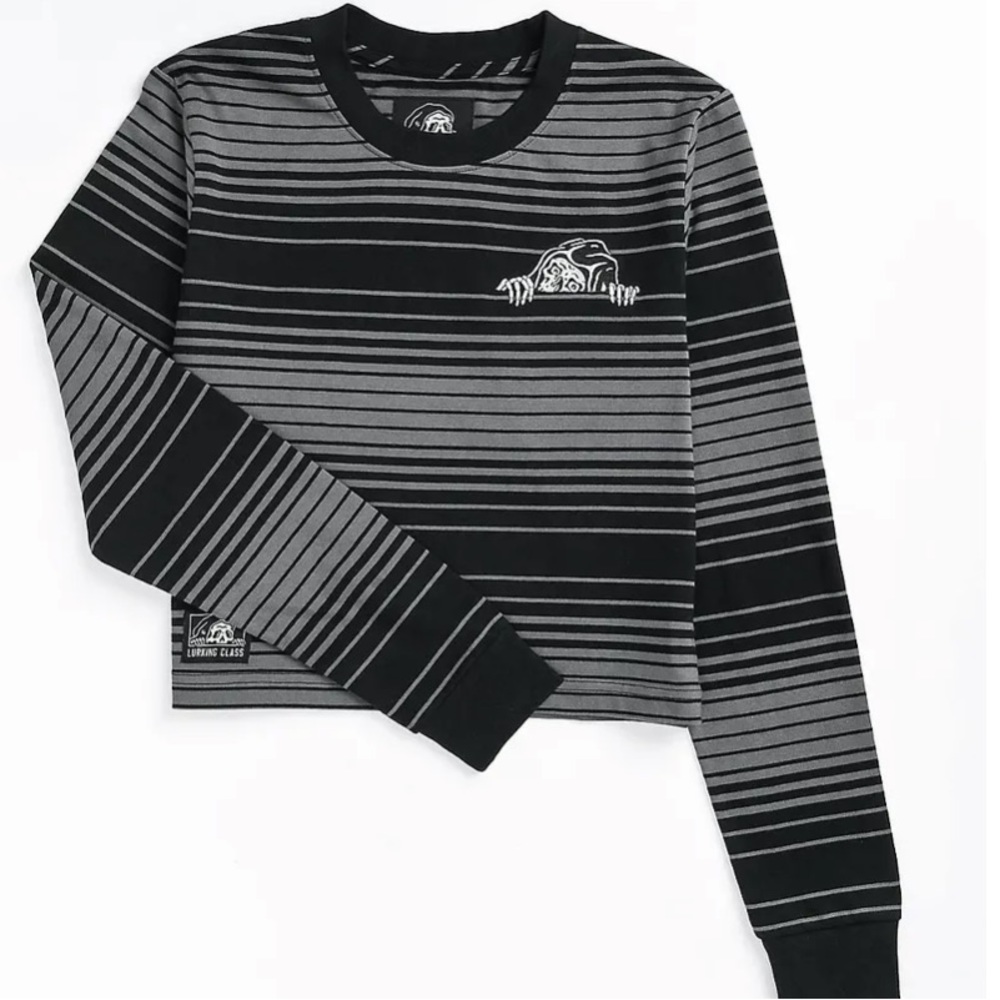 Lurking class striped black and white crop longsleeve